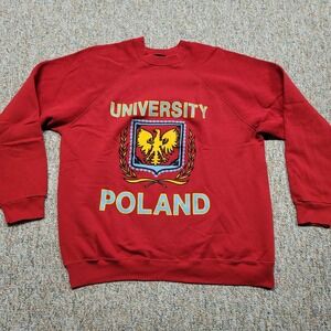 Vintage University Of Poland Crewneck Mens XL Red The‎ Sweatshirt Company Crest